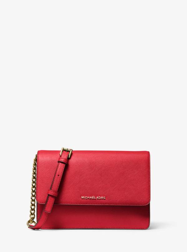 Damske Crossbody Kabelka Michael Kors Daniela Large Saffiano Leather Červené - Kabelky Michael Kors Akcia | DNKRW-5826